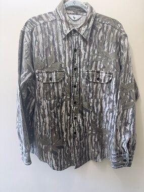 Vintage Black Duck Deep Woods Bark Camouflage Camo Hunting Shirt Chore Barn XL